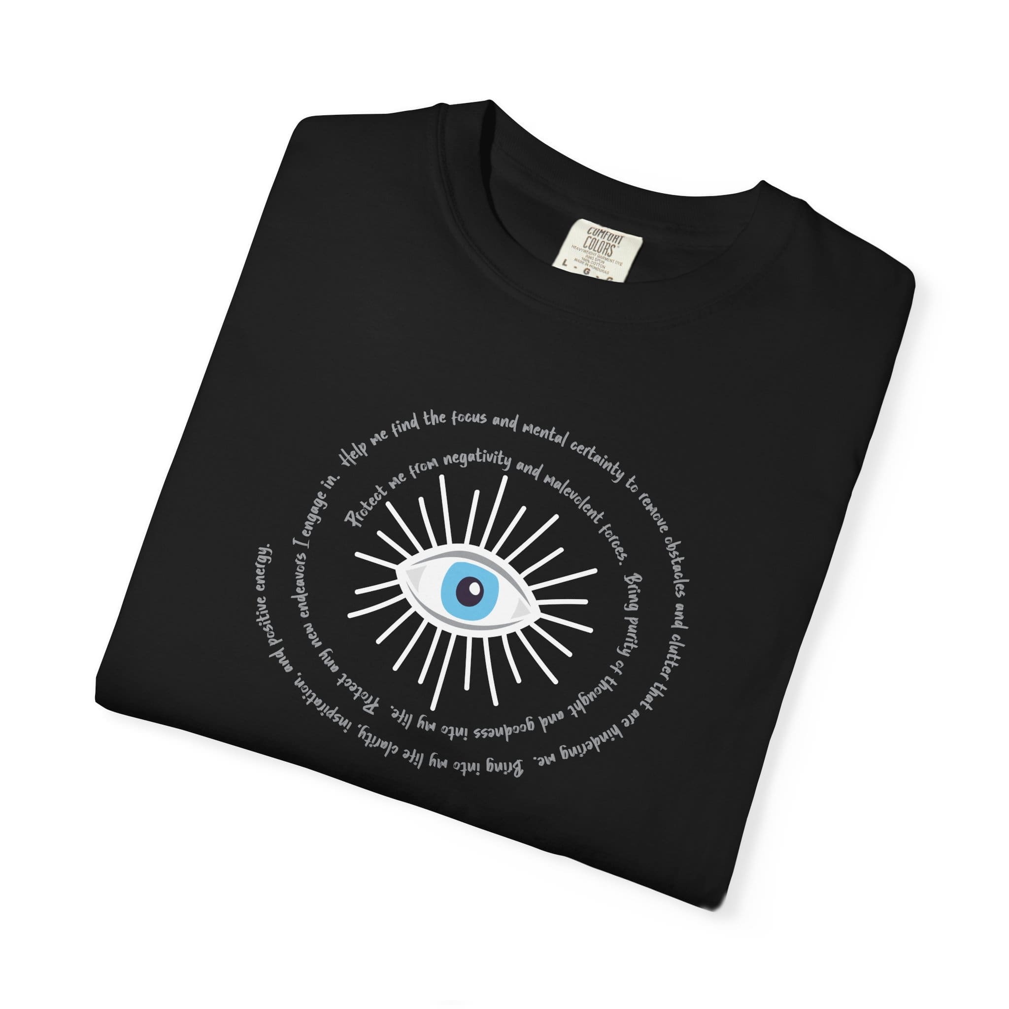 White Evil Eye Protection Heavyweight T-Shirt - Grey Text - Image 21