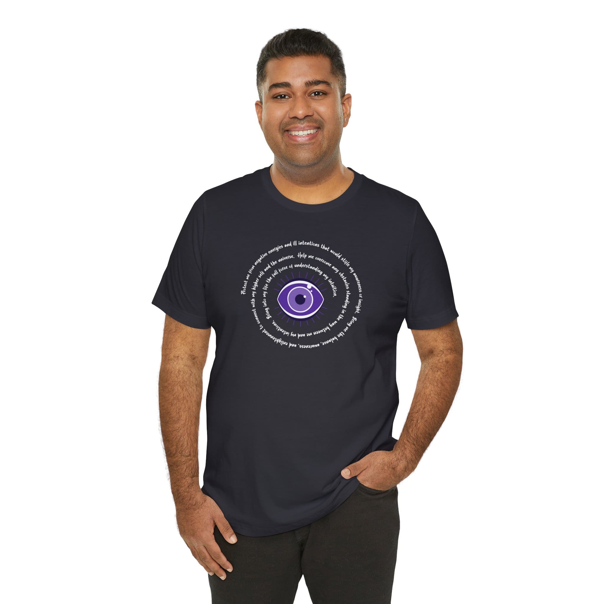 Purple Evil Eye Protection Lightweight T-Shirt - White Text - Image 14