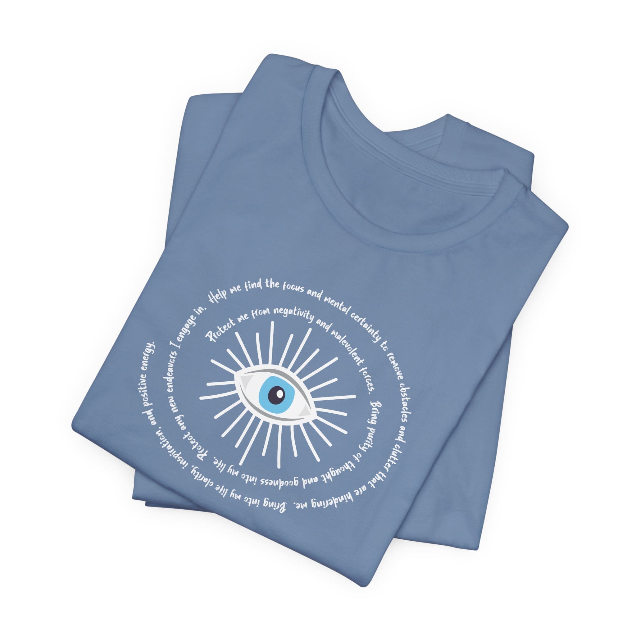 White Evil Eye Protection Lightweight T-Shirt - White Text - Image 8