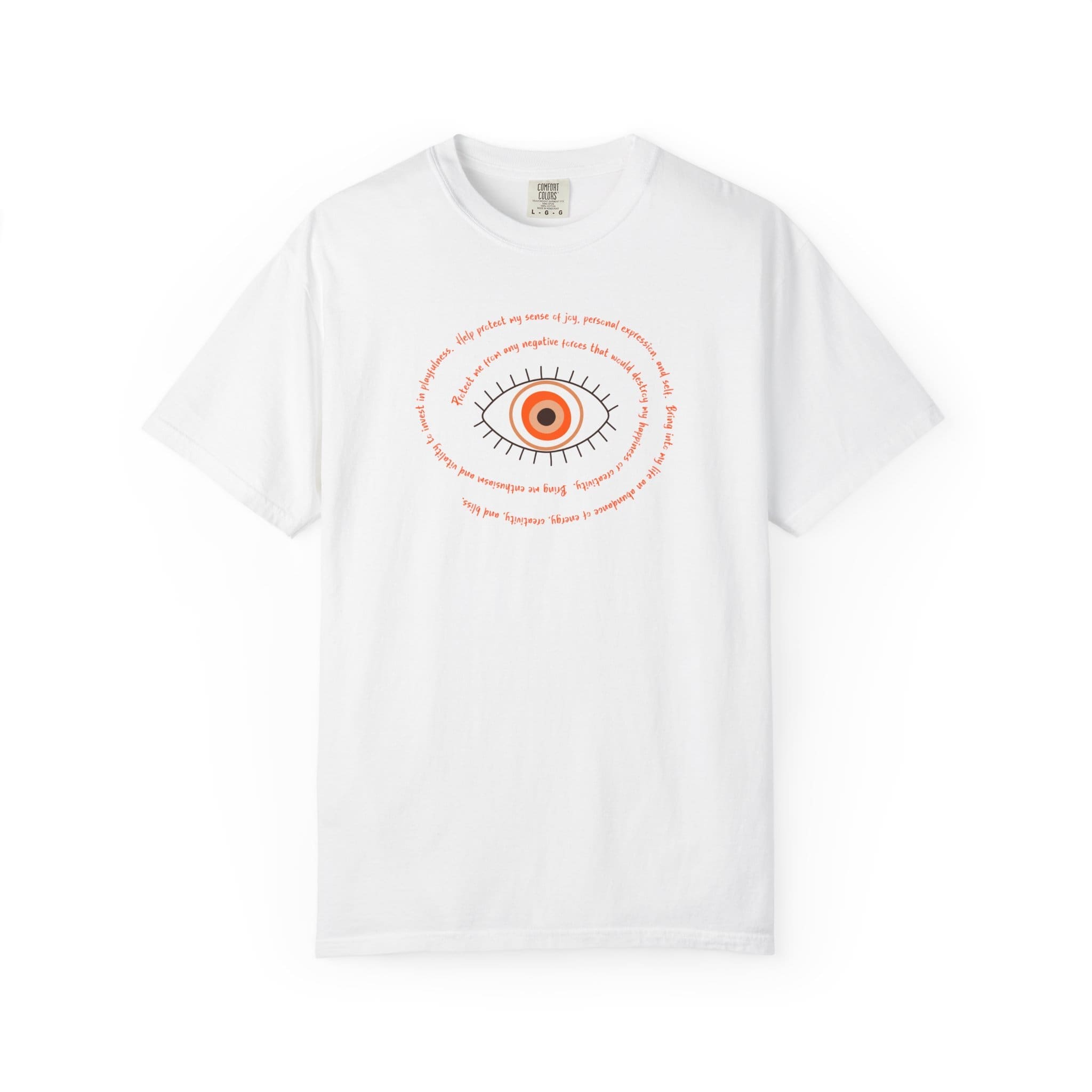 Orange Evil Eye Protection Heavyweight T-Shirt - Orange Text - Image 12
