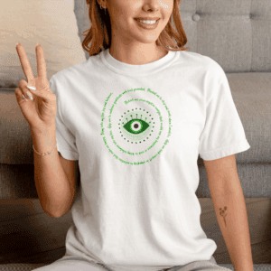 Dark Green Evil Eye Protection Heavyweight T-Shirt - Green Text