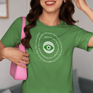 Dark Green Evil Eye Protection Lightweight T-Shirt - White Text