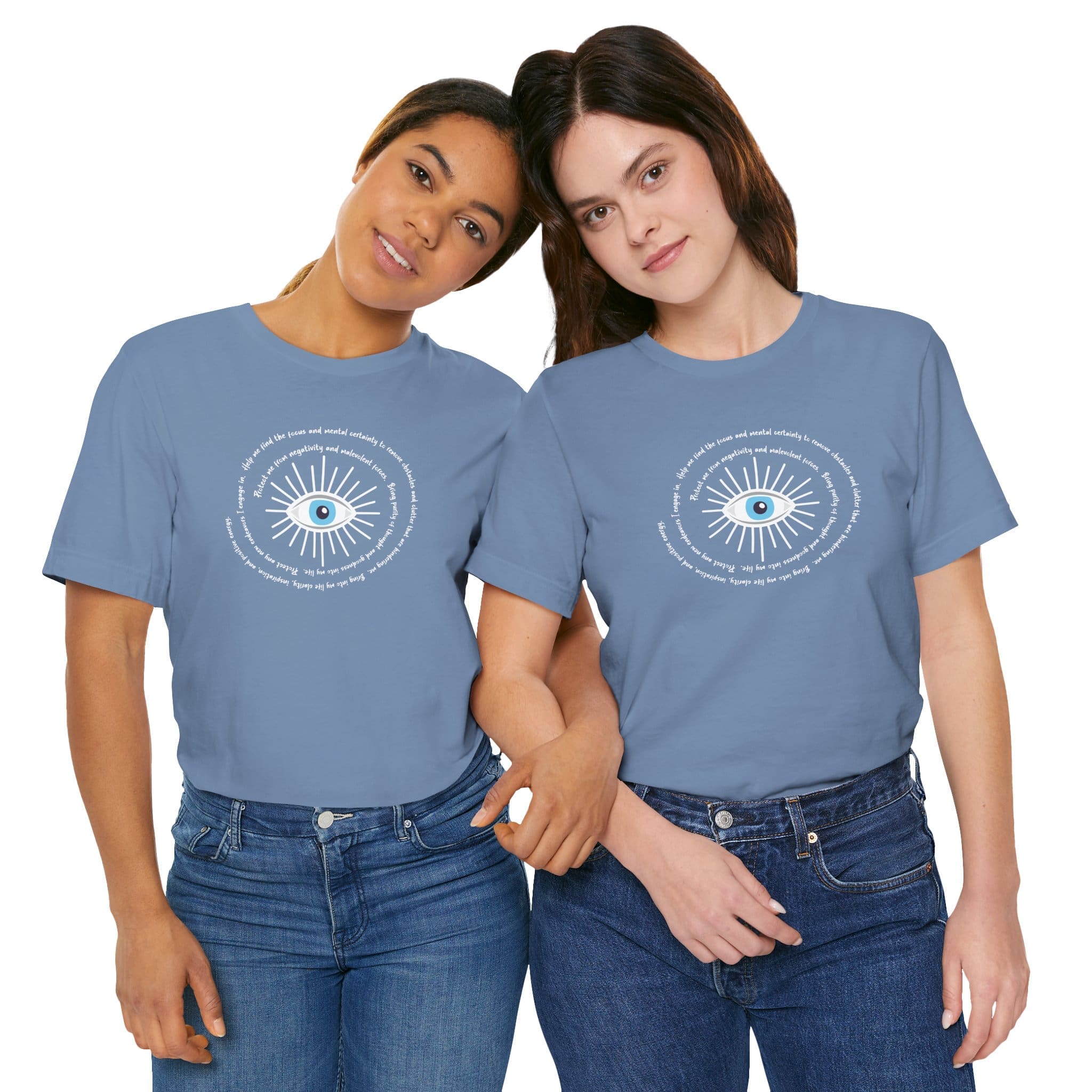 White Evil Eye Protection Lightweight T-Shirt - White Text - Image 10