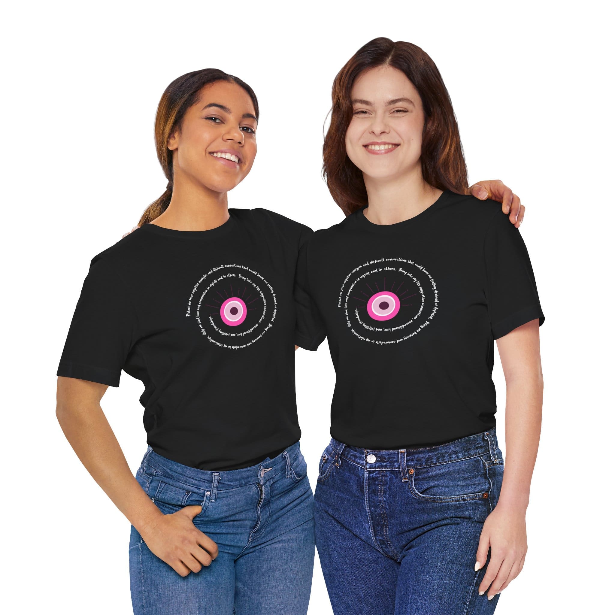 Pink Evil Eye Protection Lightweight T-Shirt - White Text - Image 22