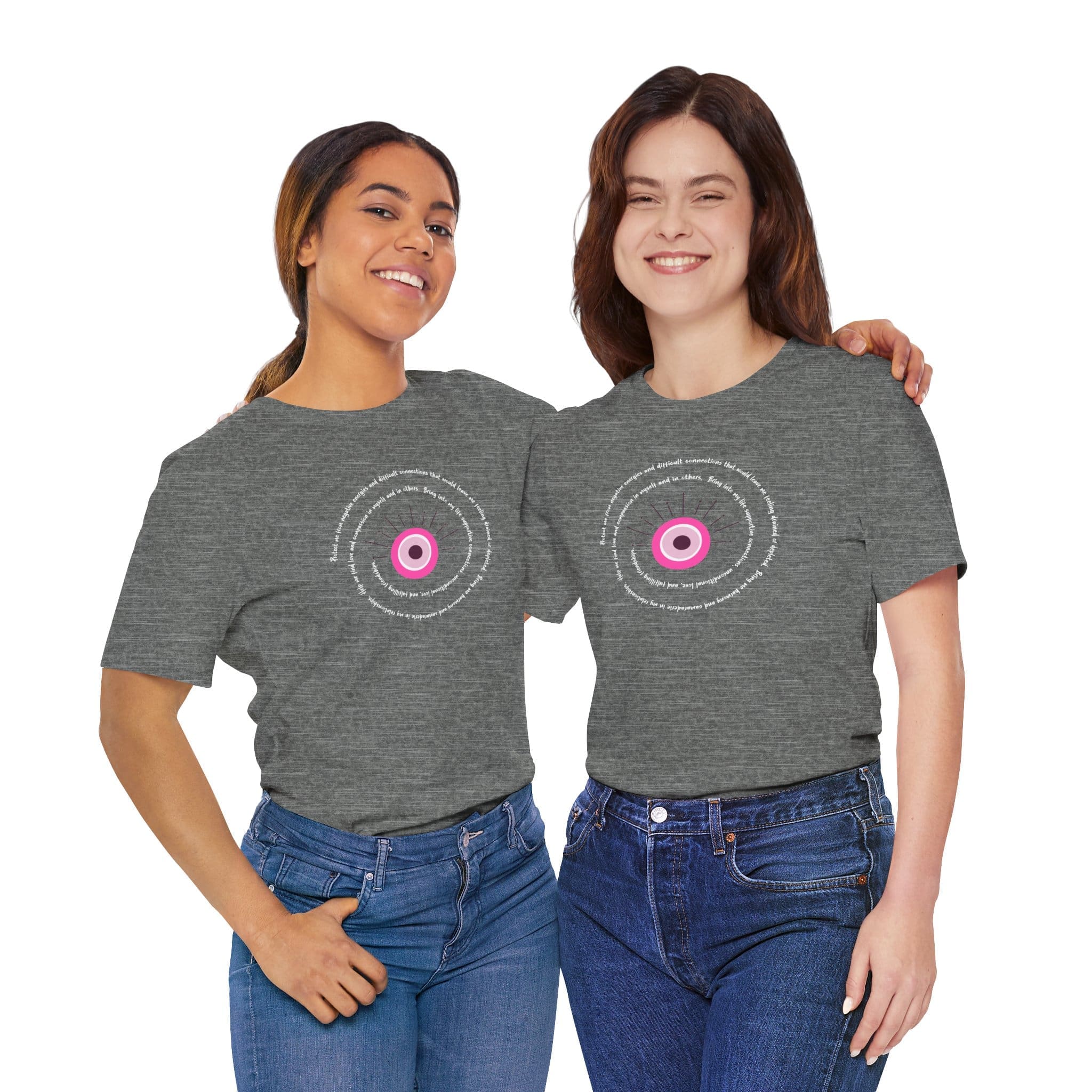 Pink Evil Eye Protection Lightweight T-Shirt - White Text - Image 13