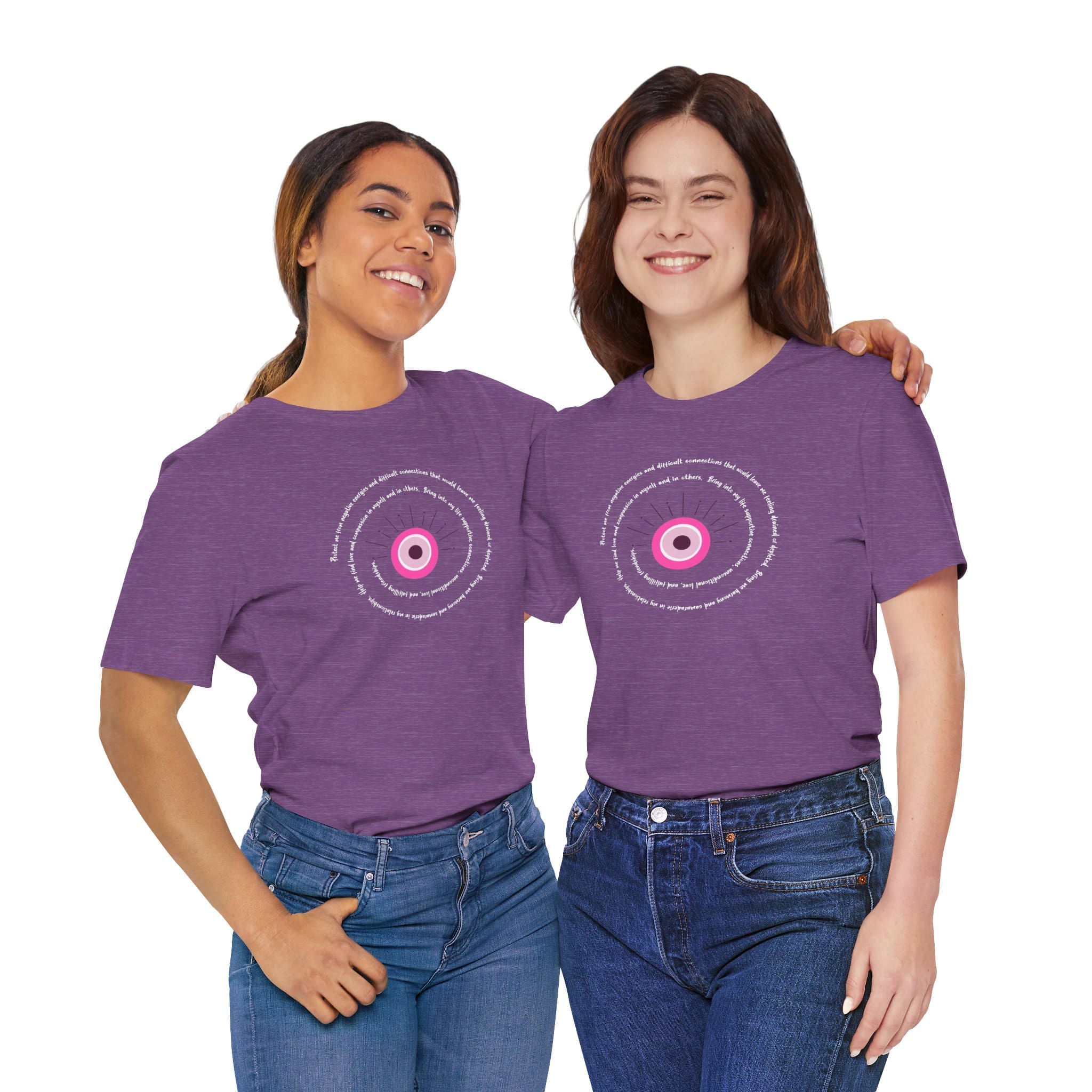 Pink Evil Eye Protection Lightweight T-Shirt - White Text - Image 9