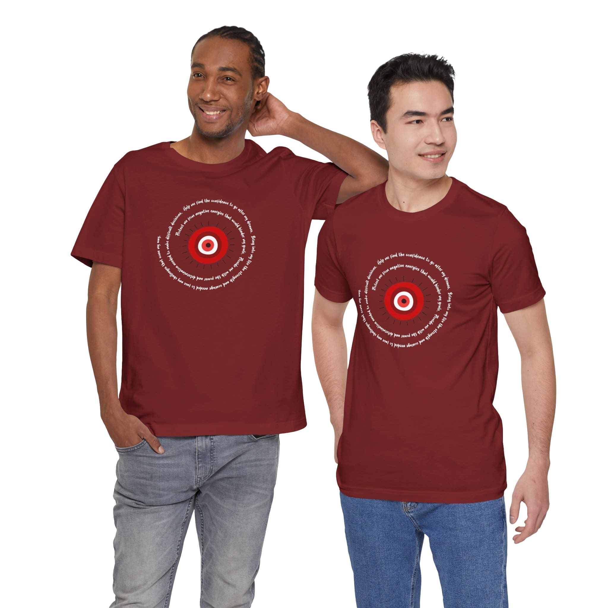 Red Evil Eye Protection Lightweight T-Shirt - White Text - Image 22