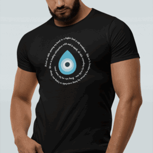 Light Blue Evil Eye Protection Lightweight T-Shirt - White Text