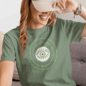 Light Green Evil Eye Protection Heavyweight T-Shirt - Green Text