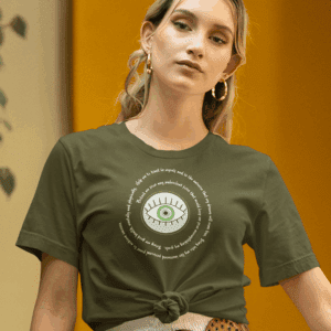 Light Green Evil Eye Protection Lightweight T-Shirt - White Text