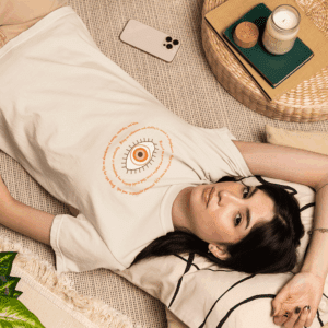 Orange Evil Eye Protection Heavyweight T-Shirt - Orange Text