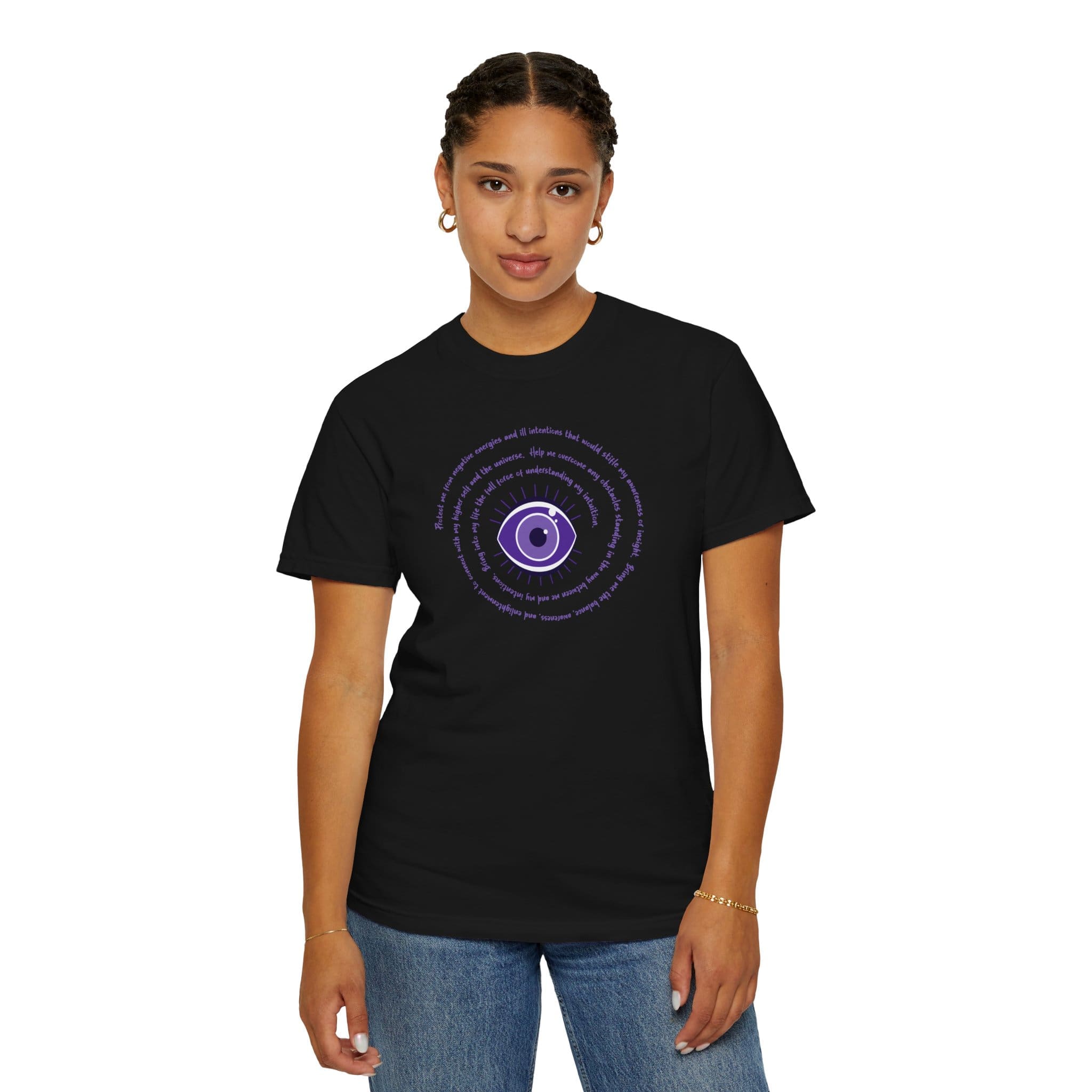 Purple Evil Eye Protection Heavyweight T-Shirt - Purple Text - Image 22