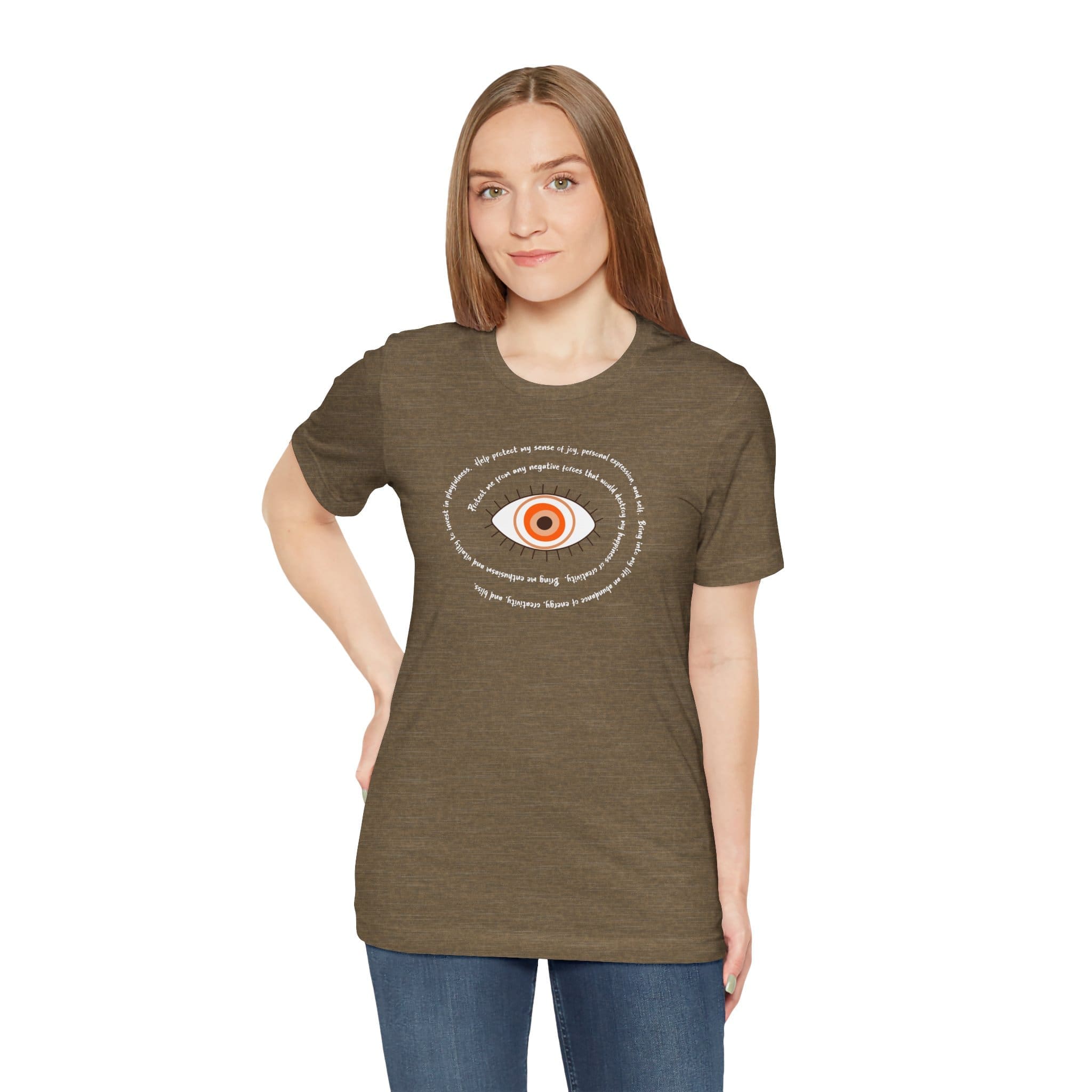 Orange Evil Eye Protection Lightweight T-Shirt - White Text - Image 14