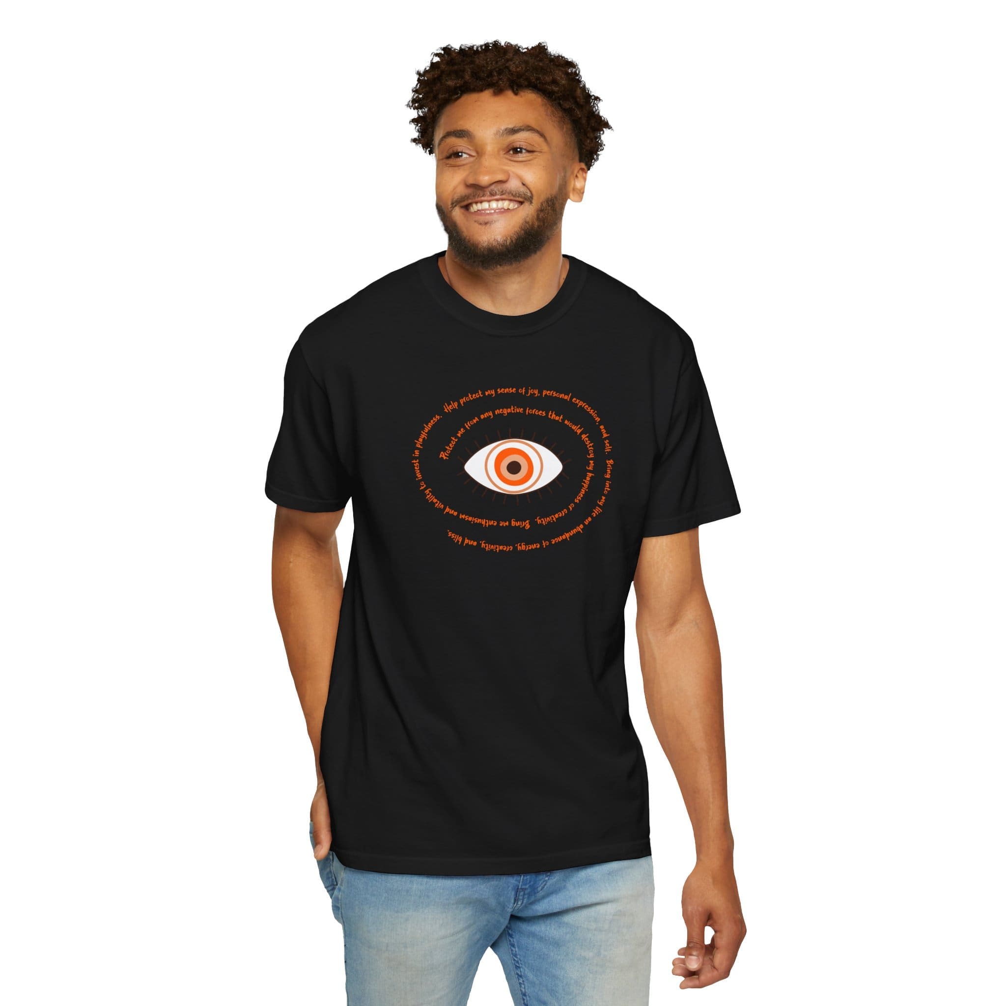 Orange Evil Eye Protection Heavyweight T-Shirt - Orange Text - Image 18