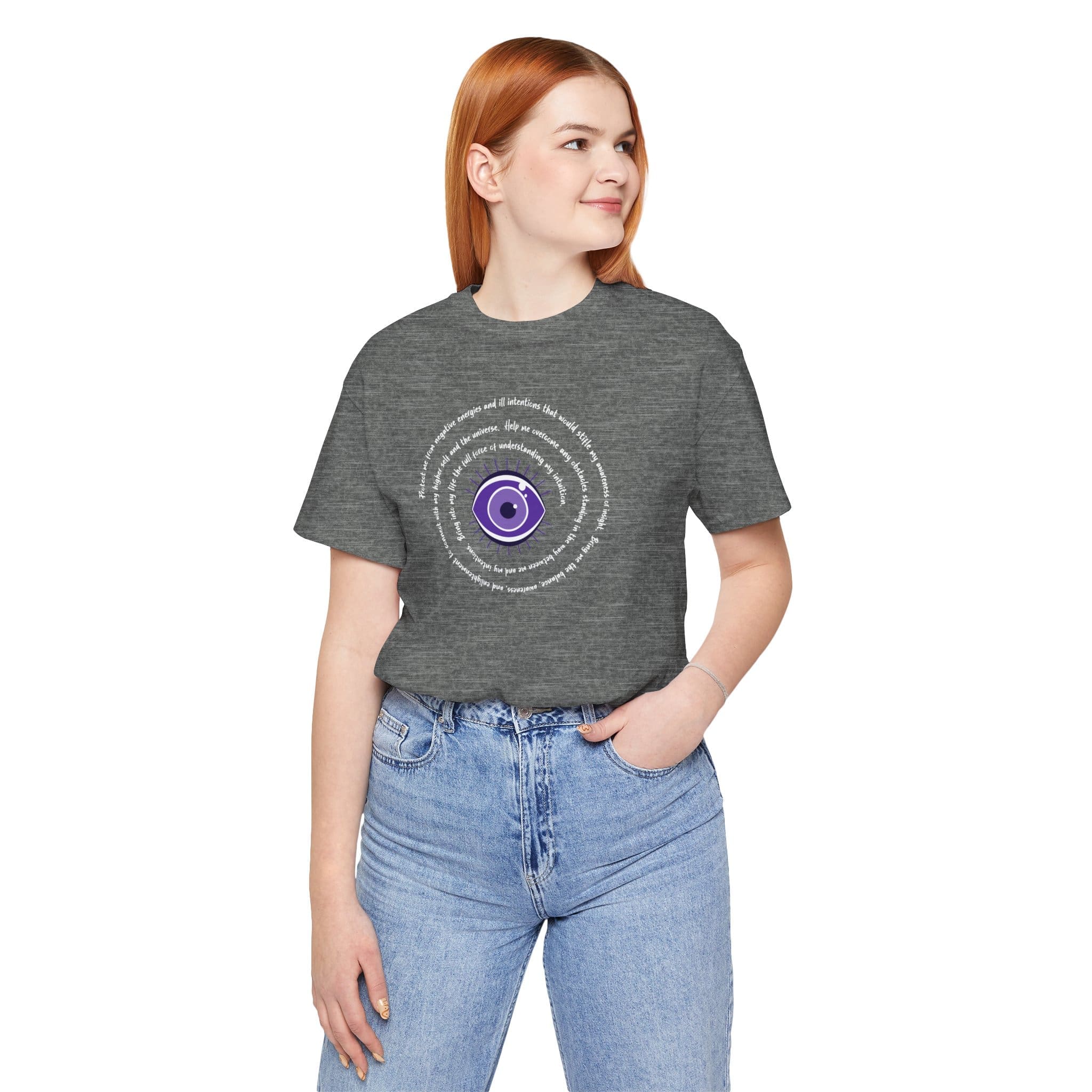 Purple Evil Eye Protection Lightweight T-Shirt - White Text - Image 21