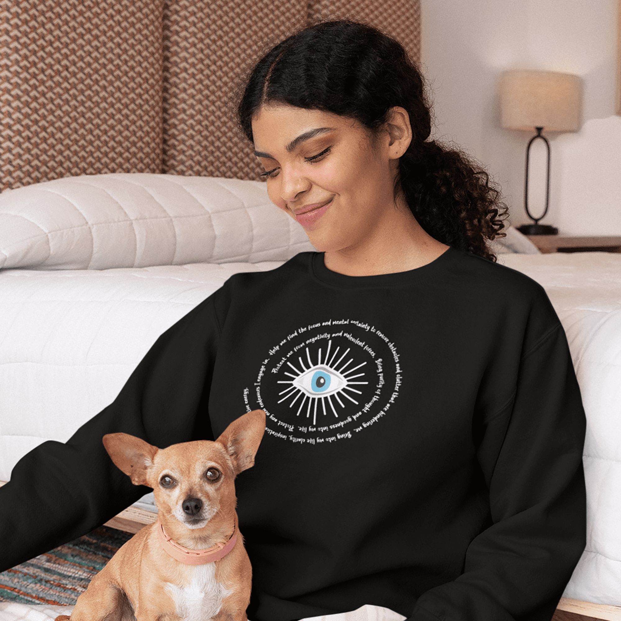 White Evil Eye Protection Crewneck Sweatshirt