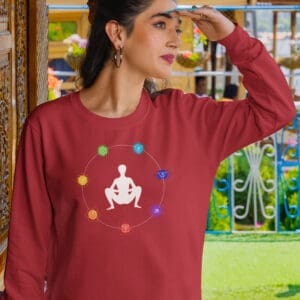 Root Chakra, Yoga Garland Pose Female - Crewneck Sweatshirt