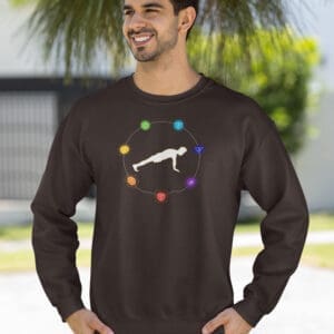 Solar Plexus Chakra, Yoga Plank Pose Male - Crewneck Sweatshirt