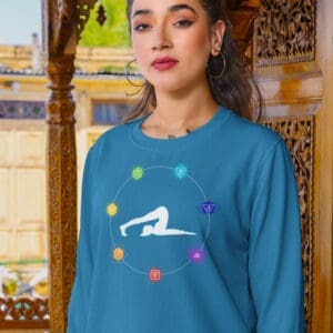 Throat Chakra, Yoga Plow Pose Female - Crewneck Sweatshirt